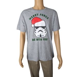 Disney Mad Engine Star Wars Merry Force Be With You Christmas T-Shirt XL